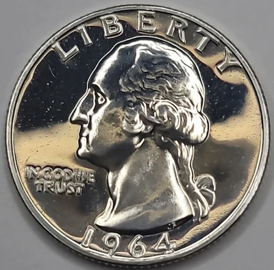 1964 GEM PROOF 90% SILVER WASHINGTON QUARTER - Image 1 of 4