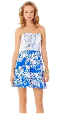 NUEVO CON ETIQUETAS LILLY PULITZER Vestido Ferris Resort Blanco Rejilla Ojales Talla 6 $218 Foto 1 de 3