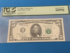 $5 1995 FW FEDERAL RESERVE STAR NOTE 69 PPQ .. - Picture 1 of 2