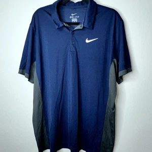 Nike Dri Fit Herren Gr. XL dunkelblau grau kurzarm Knopfleiste Golf Poloshirt - Bild 1 von 6