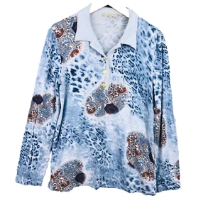 Daxon Haut femme taille 42/44 bleu blanc Tunique Top Veste dames ladies blouse - Imagen 1 de 7