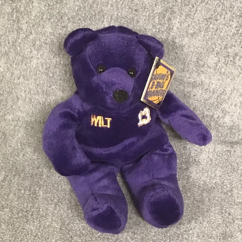Wilt Chamberlain Bear Plush Purple NBA #13 LA Lakers Basketball 8" Salvinos Cover