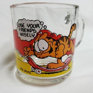 Vintage 1978 GARFIELD McDonalds Clear Glass CLEAN! Coffee Mug Cup Jim Davis ODIE - Picture 1 of 7