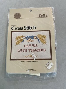 NIP Vtg 1983 Let Us Give Thanks 8918 5”x7” Counted Cross Stitch Kit frame - Picture 1 of 5