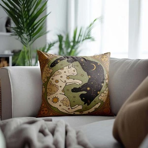 Mystisches Katzenkissen, Himmlisches Katzenkissen, Witchy Home Decor, Boho Katzenkissen, - Bild 1 von 10
