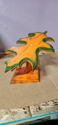 European Deer Skull Mount Plaque Charred Oak Leaf Table Pedestal *clearance  - Image 1 of 2