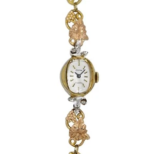 Croton 10K Solid Gold Leaves Ladies Swiss Vintage 1960 Wrist Watch 15mm - Picture 1 of 8