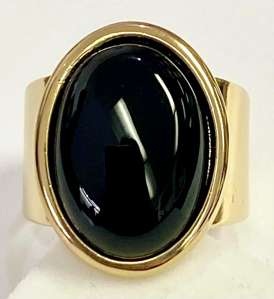 Anillo ajustable HSN Shelly Brown Maxine negro ónix dorado para dama Foto 1 de 4