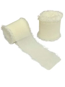 Ivory Chiffon Ribbon for Crafts - 1 1/2" x 5 Yards, 2 Rolls, Wedding, Reception - Picture 1 of 4
