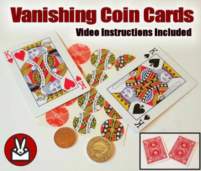 MAGNETIC VANISHING COIN CARDS MAGIC VANISH TRICK 2 MAGNETIC GIMMICK SHIM CARD - Image 1 of 3