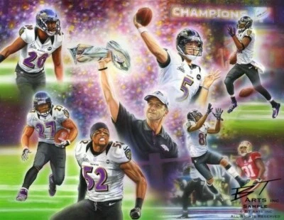 🏈 Impresión artística enmarcada pintura de los Baltimore Ravens 81/200 Ben Teeter edición limitada  Foto 1 de 4