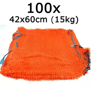 100x Sacchi Netti Verdure Maglia Sacchetti In Maglia Accendenti Legno Carota Cipolle Arancione 15kg - Foto 1 di 6