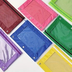 5 Paquet Fermeture Pochettes pour 3 Classeur Papeterie Trousse Rangement Sac - Photo 1/11