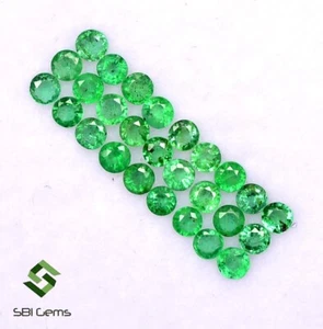 1.22 Cts Natural Emerald Round Cut 2 mm Lot 28 Pcs Untreated Loose Gemstones - Picture 1 of 5