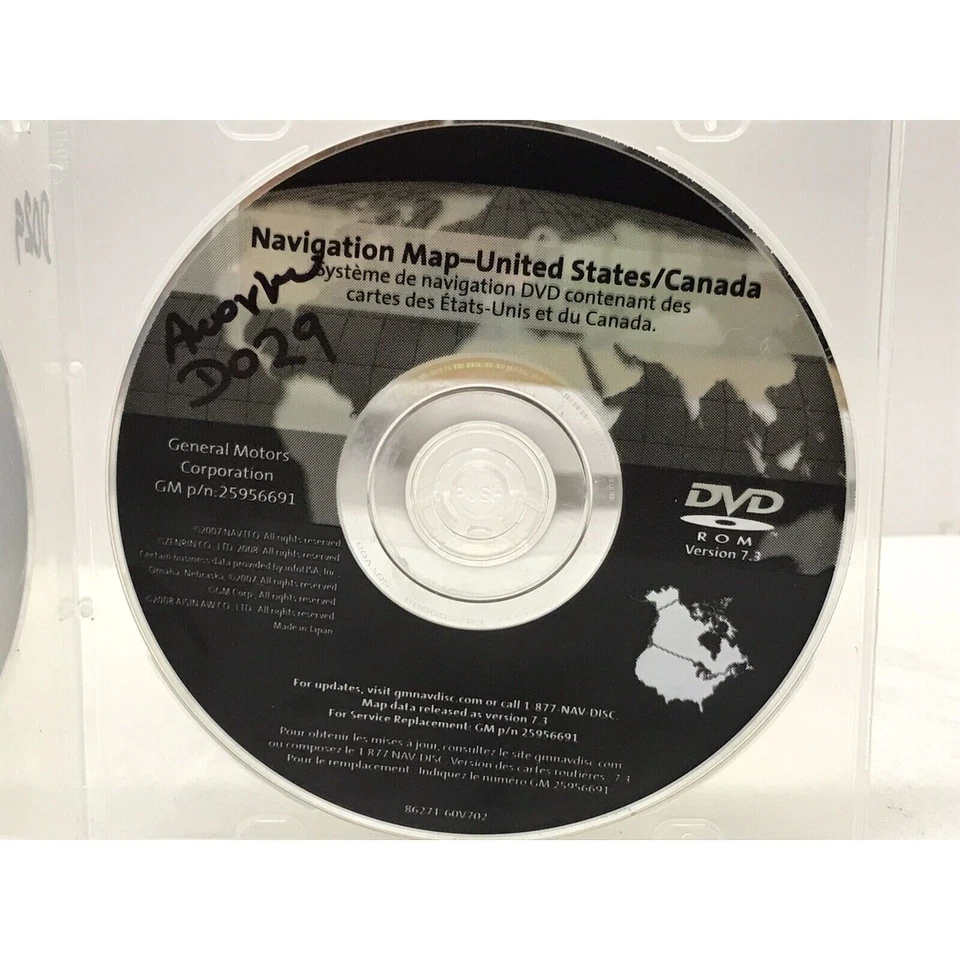 NAVIGATION SYSTEM MAP DVD USA/CANADA P/N 25956691 VERSION 7.3  "D029" - Image 1 of 4
