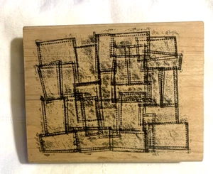 Stampers Anonymous 5X4 Background Rectangles and Dots Wood Mounted Rubber Stamp - Picture 1 of 4