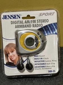 NEW Jensen Sport Digital AM/FM Stereo Armband Radio Silver Yellow SAB-55 - Picture 1 of 7
