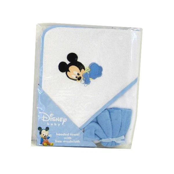 Hooded Towel & Washcloth Infant Baby Boy Blue Disney Mickey Mouse NEW - Image 1 of 1