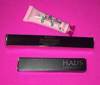 HAUS LABORATORIES Glam Attack Liquid Shimmer & Realher Eyeliner & Beutaniq Blush - Image 1 of 4