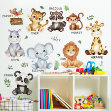 2sheets/set Monkey Lion Tiger For Kids Room With Name Jungle Animal Wall Sticker