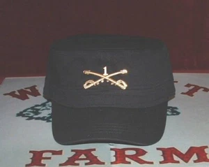 1st Cavalry Crossed Sabers Flat Top Adjustable Hat Gold Colored Insignia Hat. - Picture 1 of 4