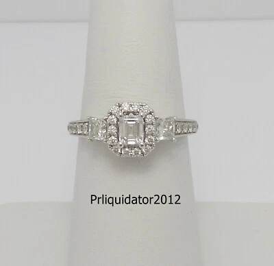 1CT Natural Emerald Diamond Anniversary Engagement Wedding Ring 14K White Gold - Image 1 of 4