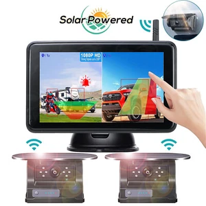 Telecamera di backup magnetica solare wireless 5" monitor touch BSD DVR KIT per auto camion - Foto 1 di 18