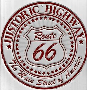 PLAQUE METAL vintage USA HISTORIC HIGHWAY ROUTE 66 - 30 cm
