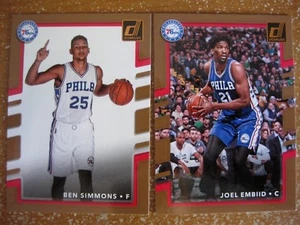 (2) 2017-18 Donruss Ben Simmoms #114/Joel Embiid #112 Philadelphia 76ers - Picture 1 of 2