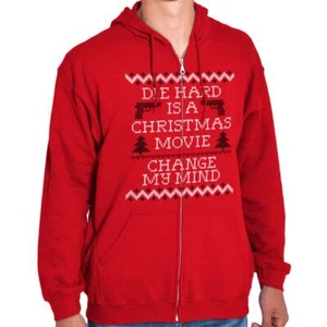 Ugly Christmas Sweater Die Hard Xmas Movie Sweatshirt Zip Up Hoodie Men Women - Picture 1 of 12