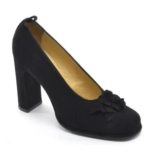 Ladies Giancarlo Paoli Rose Chunky Pumps 36.5 / 6.5 Black Suede High Heels Shoes - Picture 1 of 6