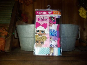 LOL GIRLS COTTON BRIEFS UNDERWEAR 7 PACK SIZE 6 SCHOOL PLAY FUN VARIOUS DESIGNS - Picture 1 of 1