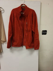 Orvis Trout Bum Fleece Jacket Mens XL Orange Full Zip Outdoor Fishing Coat - Picture 1 of 14
