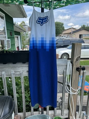 Vestido de verano Fox talla pequeña sin mangas azul y blanco Foto 1 de 2