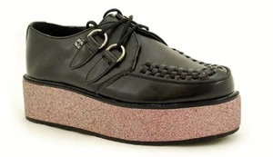 T.U.K. Creeper A8638 Schwarz Glitter - Picture 1 of 2