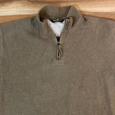 Eddie Bauer Mens XL Brown Cotton 1/4 Zip Pullover Sweatshirt Long Sleeve Casual - Image 1 of 4
