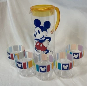 Juego de picnic de 5 tazas jarra Mickey Mouse de Disney plástico transparente color primario Taiwán - Imagen 1 de 5