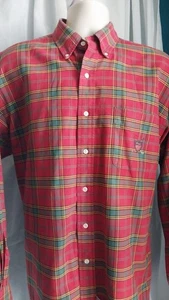 Vintage Ralph Lauren Hemd Herren Large Country Club Wappen Knopf rot kariert - Bild 1 von 7