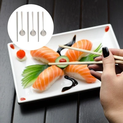 1 Set 6pcs Bacchette e cucchiai Home Kit per stoviglie in acciaio inox (argento) - Immagine 1 di 4