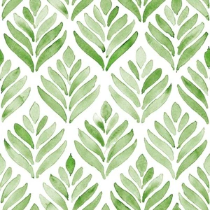 Boho Peel and Stick Wallpaper Floral Tulip Leaves Green/White Removable Bathr... - Picture 1 of 9