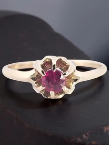 VINTAGE ESTATE SOLID 10K YELLOW GOLD LAB RUBY RING SIZE 6 #7995 - Picture 1 of 5