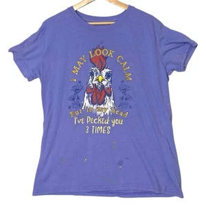 Camiseta Pollo Lost Creek Adulto XL Púrpura Divertida Granja Sarcástica Golpeada Usada - Imagen 1 de 10