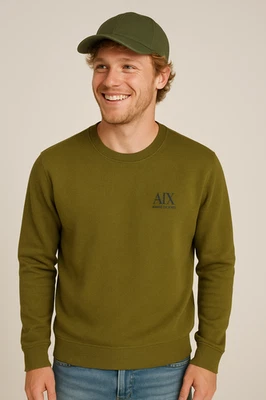 FELPA FLEECE UOMO AVIREX GIROCOLLO LOGO ART. AX0676 - Imagen 1 de 4