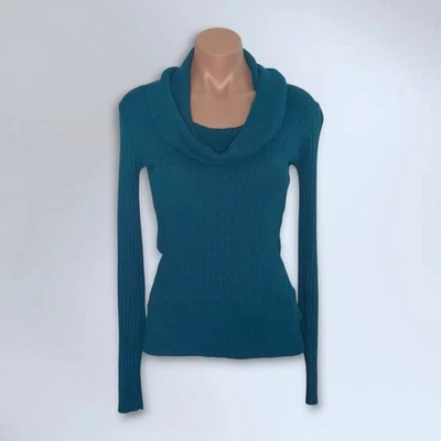 Suéter De Colección Y2K Guess Jeans Verde Azulado Capucha Cuello Acanalado Tejido - Talla M Foto 1 de 4