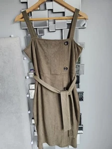 Pink Boutique Suede Dress, Bodycon Size 10, Khaki Green, Belted - Picture 1 of 4