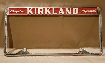 Marco de placa de metal vintage Chrysler Plymouth Kirkland Washington distribuidor Foto 1 de 4