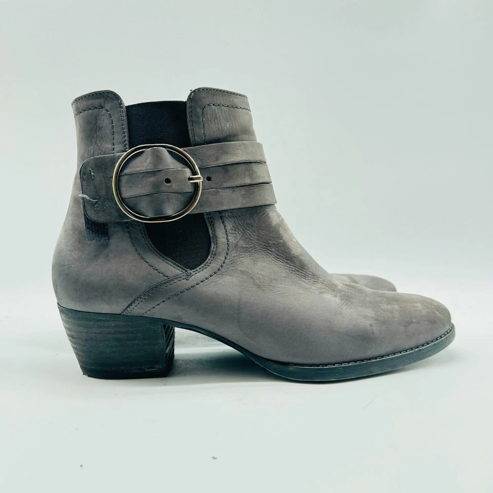 Botas Paul Green Femininas 8.5 Cinza Camurça Fivela Salto no Tornozelo Conforto Sapatos Casuais - Imagem 1 de 4