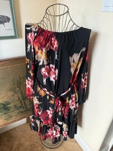 Damen Größe 1X Midi Slipper Kleid Herbst Herbst Farbe Blumen Dressbarn Armband - Bild 1 von 7