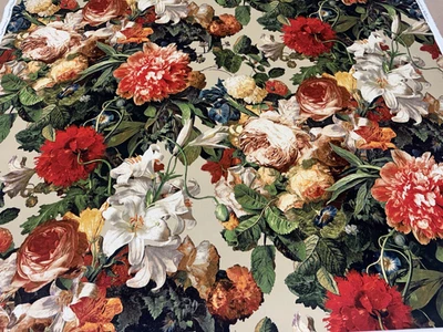 Mulberry Velvet Floral Upholstery Drapery Multi Color Designer Fabric- 4 Yards - Image 1 of 4