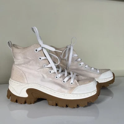 Zapatos Skechers para mujer talla 8,5 blancos de lona con suela de goma gruesa 177243 Foto 1 de 4